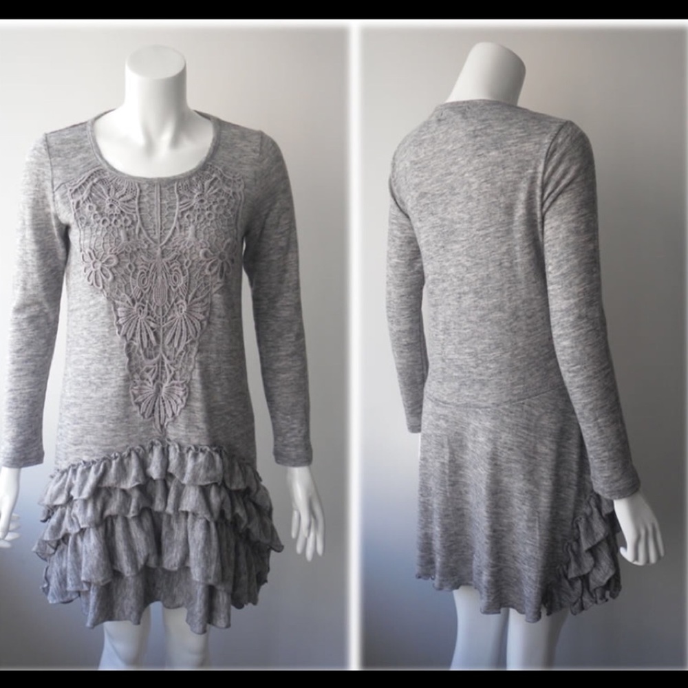 Ruffle layer flounce dress with beautiful crochet